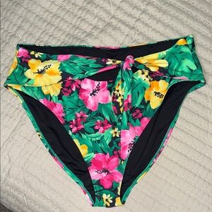 Old Navy Tropical Floral High-Waisted Tie-Front Bikini Bottoms | Size 16 / XL